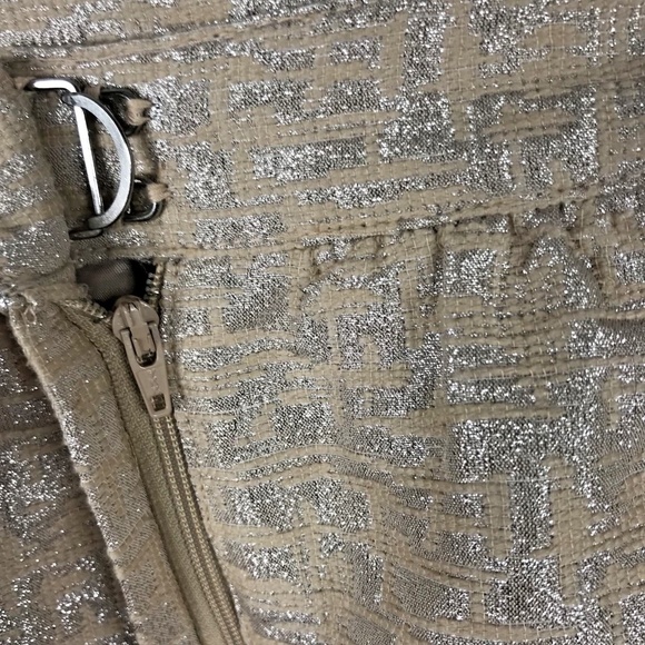 New Loft Pencil Gold Skirt Silver Sparkle Lined - Picture 3 of 7